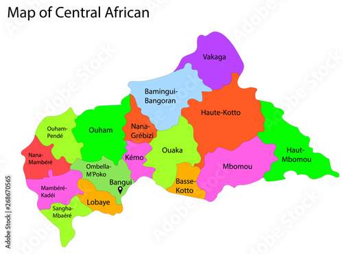 Map of Central Africa map vector illustration photo