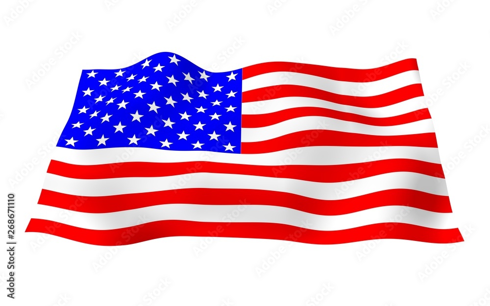Waving flag of the United States of America. Stars and Stripes. State symbol of the USA. 3D illustration Waving flag of the United States of America. Stars and Stripes. State symbol of the USA. 3D illustration
