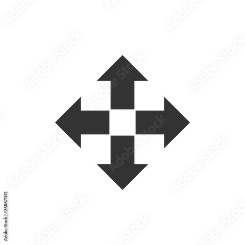 Arrows in four directions icon isolated. Flat design. Vector Illustration