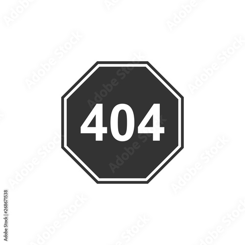 Page with a 404 error icon isolated. Template reports that the page is not found. Flat design. Vector Illustration