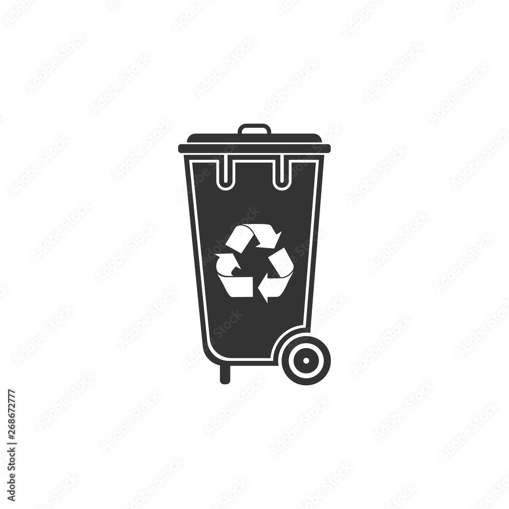 Recycle bin with recycle symbol icon isolated. Trash can icon. Flat design. Vector Illustration Recycle bin with recycle symbol icon isolated. Trash can icon. Flat design. Vector Illustration