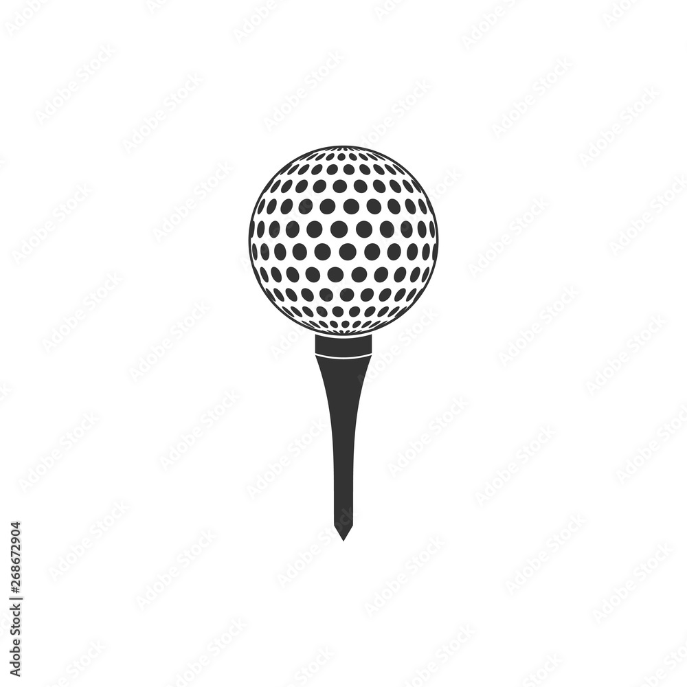 Golf ball on tee icon isolated. Flat design. Vector Illustration Golf ball on tee icon isolated. Flat design. Vector Illustration