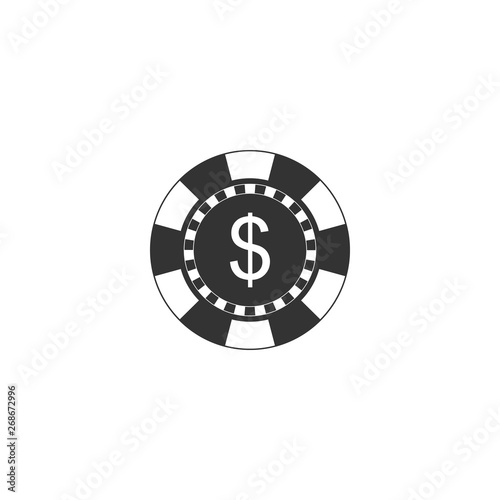 Casino chip and dollar symbol icon isolated. Vector Illustration