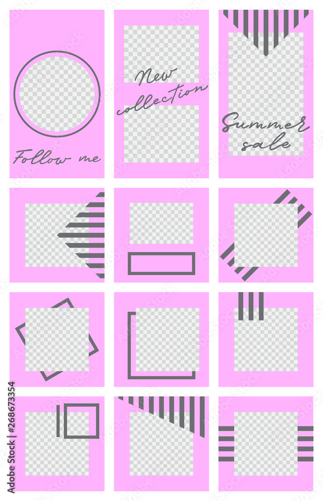 Modern puzzle stories templates for social media. Fashion vector editable background