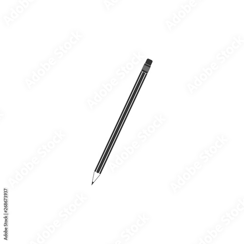 Pencil with eraser icon isolated. Education sign. Drawing and educational tools. School office symbol. Flat design. Vector Illustration
