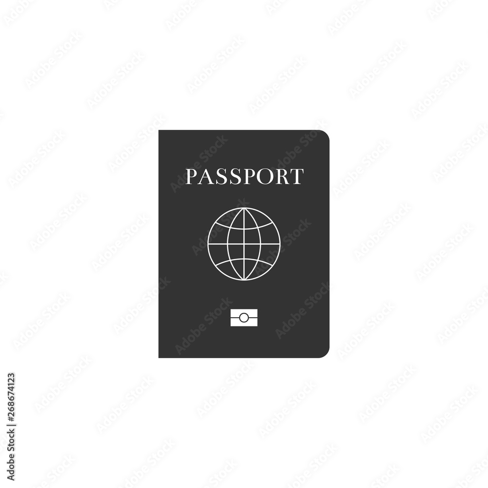 Passport with biometric data icon isolated. Identification Document. Flat design. Vector Illustration Passport with biometric data icon isolated. Identification Document. Flat design. Vector Illustration