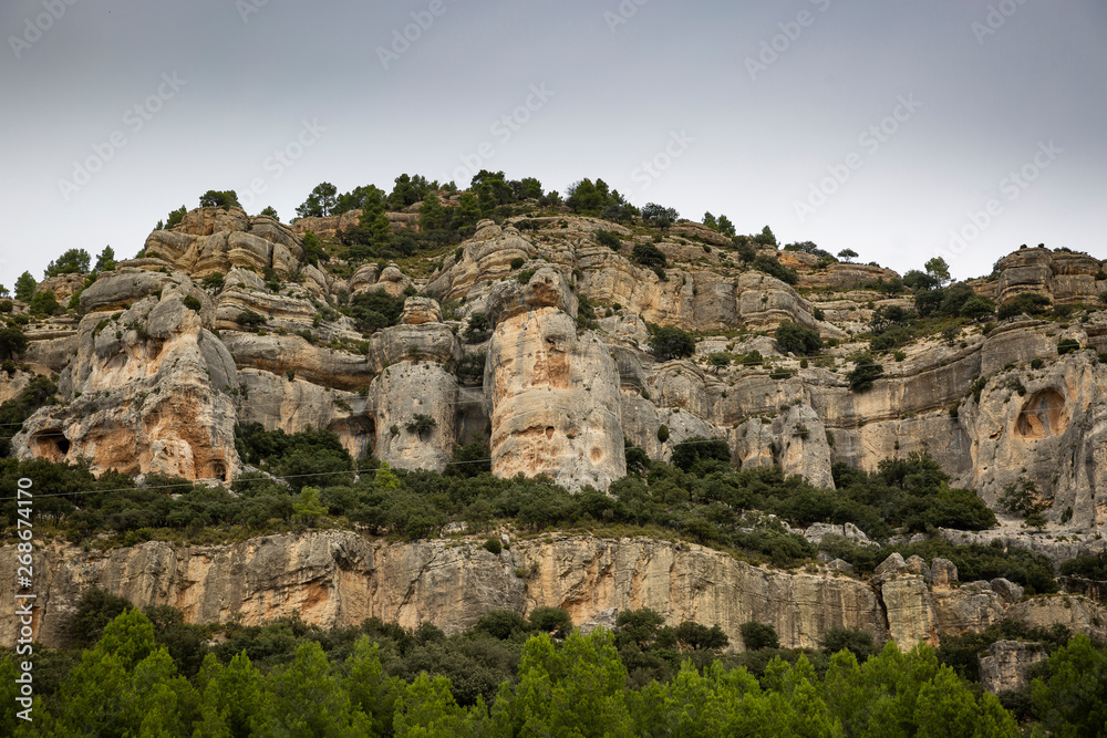natural sculptures caused by erosion in the Valley of Forcall, province of Castellon, Spain