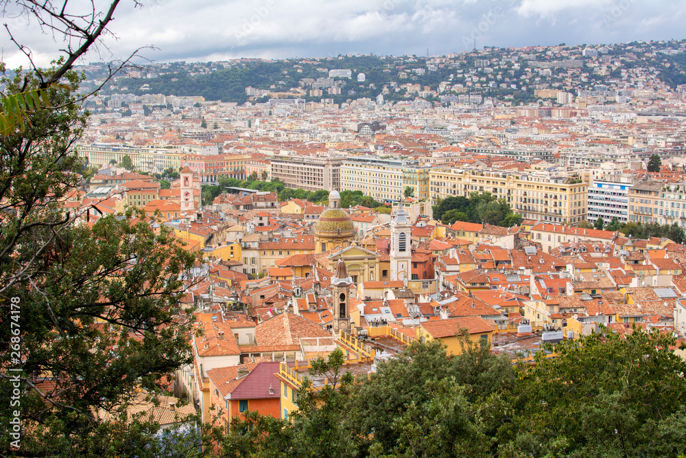 View to the Cathedral of Saint Reparata and city of Nice, France
