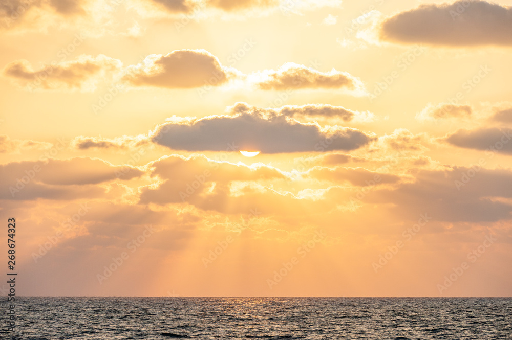 Fototapeta premium Sunset seen from the beach of Tel Aviv