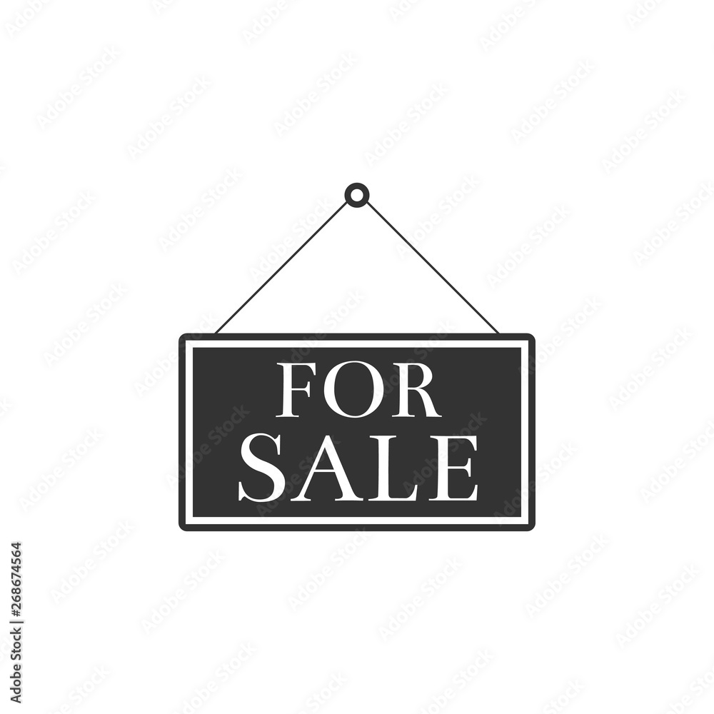 Hanging sign with text For Sale icon isolated. Flat design. Vector Illustration Hanging sign with text For Sale icon isolated. Flat design. Vector Illustration