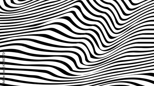 Optical illusion. Abstract lines background. Geometric Black and White. Line pattern. Eps10 vector. © Dmitry