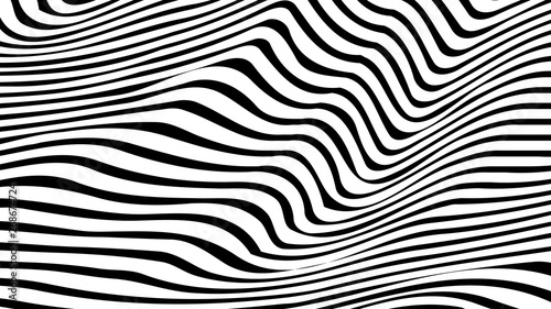 Optical illusion. Abstract lines background. Geometric Black and White. Line pattern. Eps10 vector.