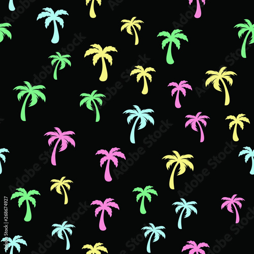 Coconut palm tree. Tropical vector Seamless pattern © Renat