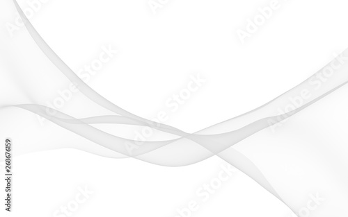 White abstract background. Fluttering white scarf. Waving on wind white fubric. 3D illustration