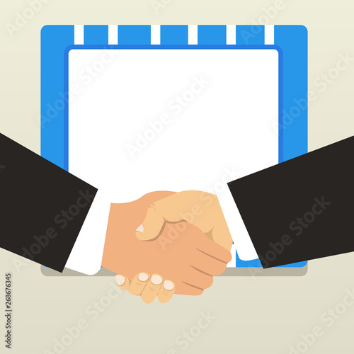 Hand Shake Multiracial Male Business Partners Colleagues Formal Black Suits Copy Space design Empty template text for Ad, promotion, poster, flyer, web banner, article