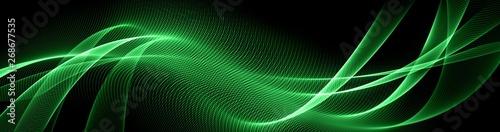 Abstract green background, abstract lines twisting into beautiful bends