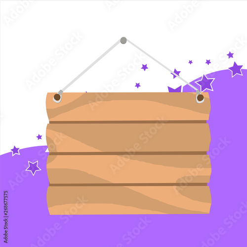 Hook Up Blank Sign Plate. Empty Wooden Signboard with Lope for Hang. Design business Empty copy space text for Ad website promotion isolated Banner template