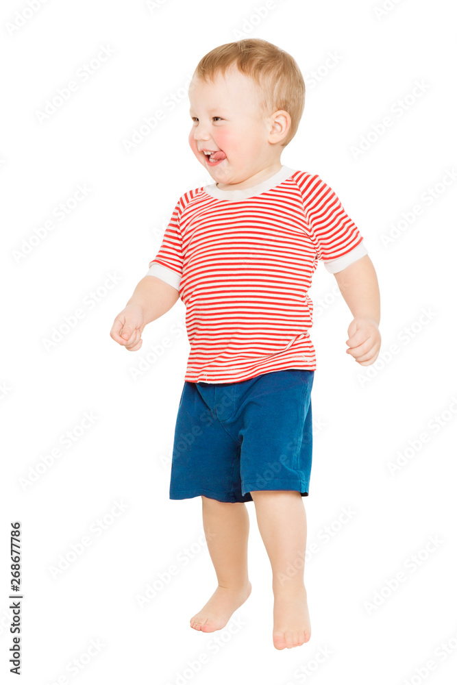 Baby Boy full length portrait, Happy Kid Standing on White Background, Child One Year Old Baby Boy full length portrait, Happy Kid Standing on White Background, Child One Year Old