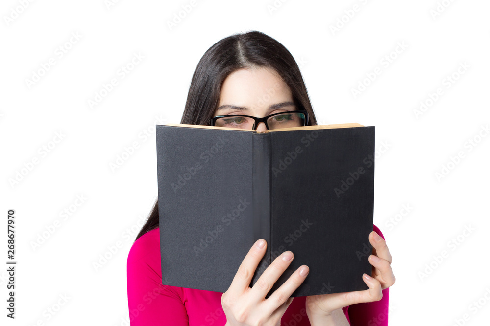 Attractive young woman in glasses with a book. Attractive young woman in glasses with a book.