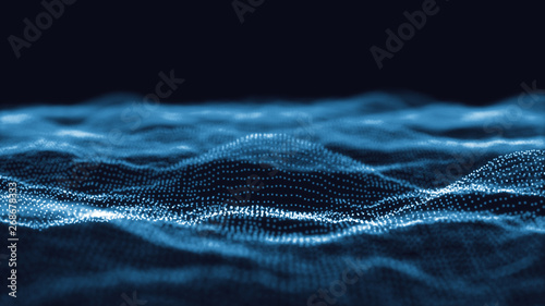 3d abstract digital technology background. Futuristic sci-fi user interface concept with gradient dots and lines. Big data, artificial intelligence, music hud. Blockchain and cryptocurrency