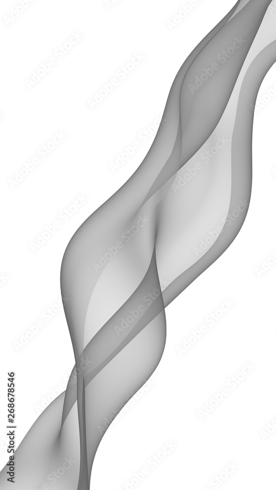 Abstract gray wave. Raster air background. Bright gray ribbon on white background. Gray scarf. Abstract gray smoke. 3D illustration Abstract gray wave. Raster air background. Bright gray ribbon on white background. Gray scarf. Abstract gray smoke. 3D illustration