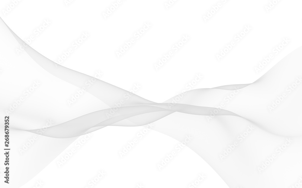 White abstract background. Fluttering white scarf. Waving on wind white fubric. 3D illustration White abstract background. Fluttering white scarf. Waving on wind white fubric. 3D illustration