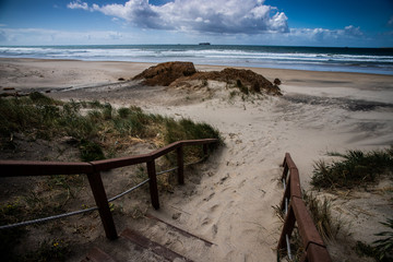 Fototapete Abstieg zum Strand Holzpfad zum Ostseestrand durch Dünen  © Wilfried-R.  