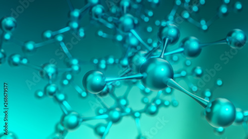 close-up view of an abstract molecular structure concept of biology and science (3d render)