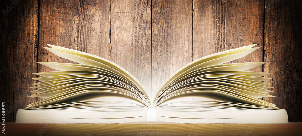 Naklejka premium Composition with open hardcover books