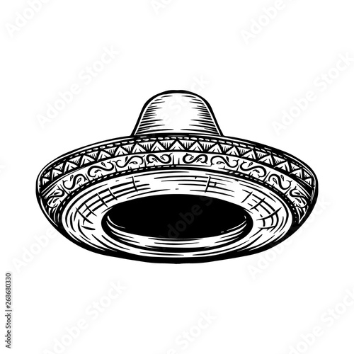 Set of illustration of mexican sombrero. Design element for poster, t shirt, emblem, sign. Vector illustration