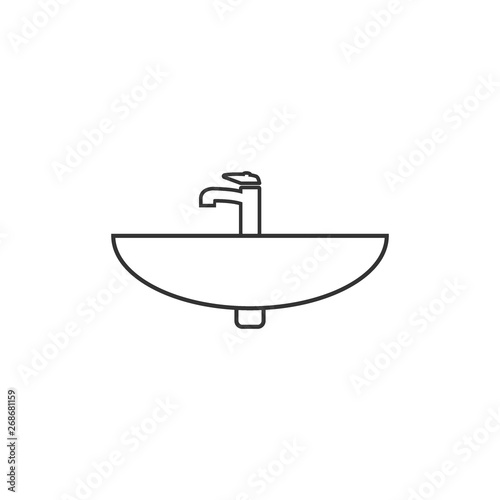 Wash basin icon. Vector illustration, flat design.