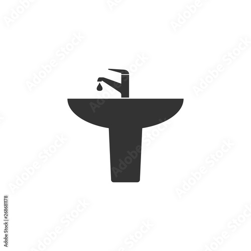 Wash basin icon. Vector illustration, flat design.