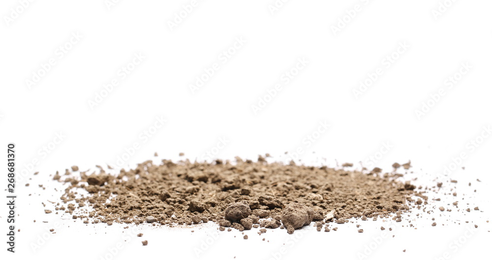 Pile of soil isolated on white background and texture, clipping path Pile of soil isolated on white background and texture, clipping path