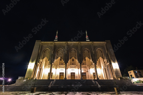 Prince Abdel Kader Mosque at night in Constantine, Algeria photo