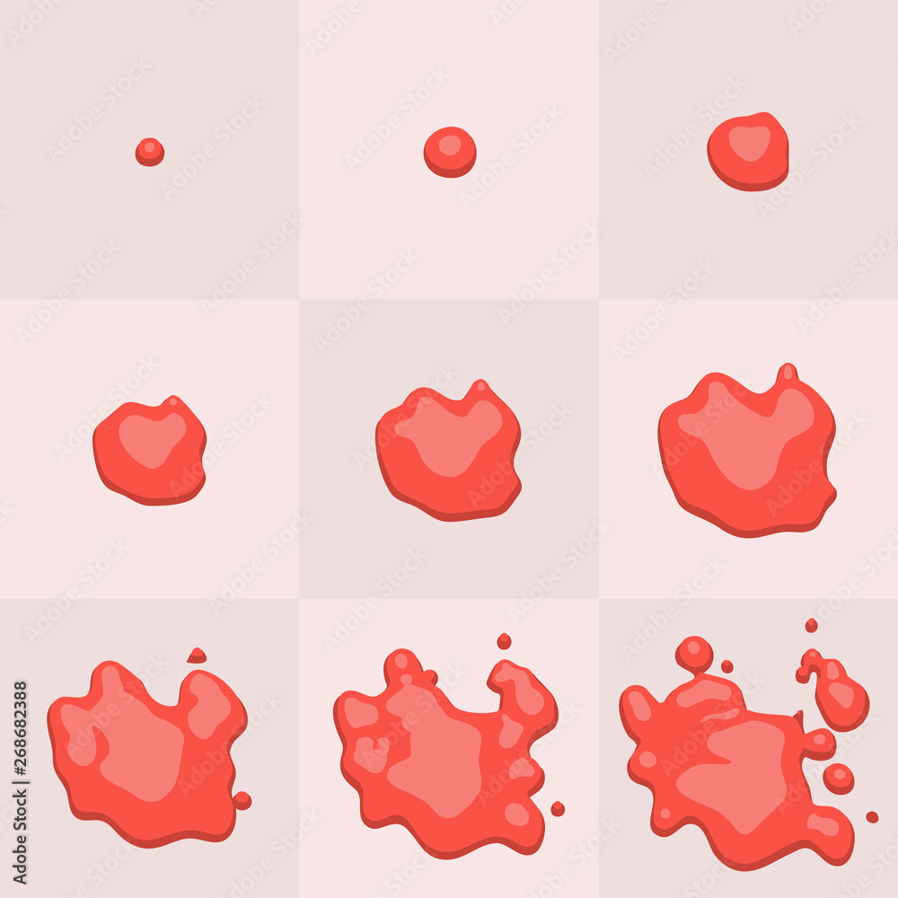 Key frame cartoon animation sprites of dripping drop or blot. Stock ...