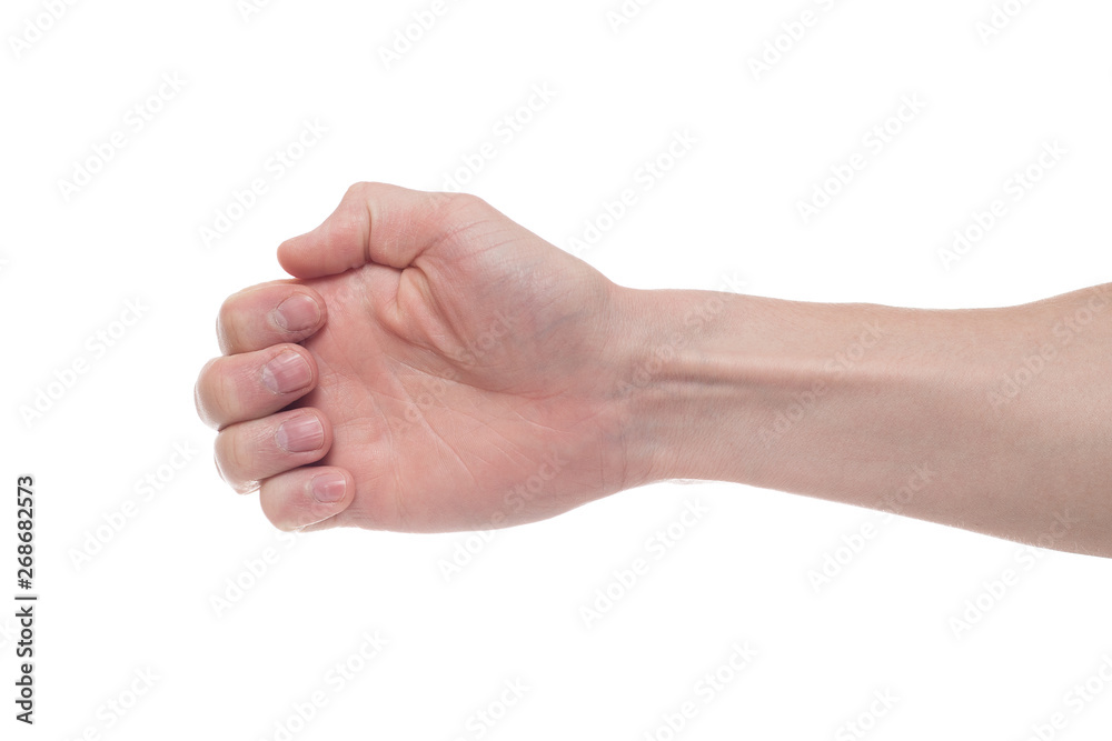 Hand holding invisible item. Signs concept Hand holding invisible item. Signs concept
