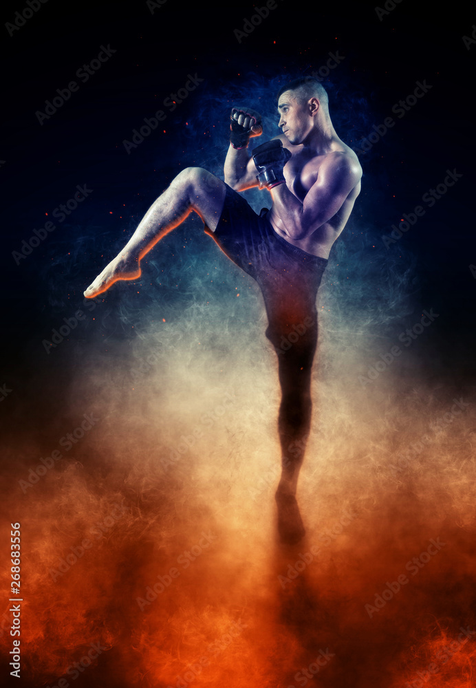 Obraz premium MMA male fighter jumping – Image