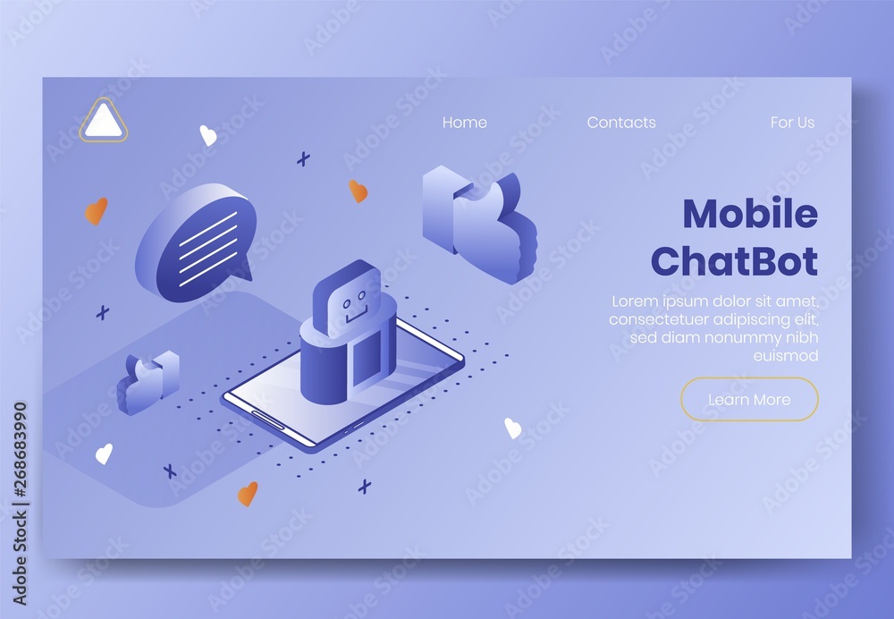 Digital isometric design concept scene-social symbols and smart phone for mobile chatbot,app,internet page,banner.Isometric social marketing icons-mobile phone,thumb up,heart,robot-web online concept Digital isometric design concept scene-social symbols and smart phone for mobile chatbot,app,internet page,banner.Isometric social marketing icons-mobile phone,thumb up,heart,robot-web online concept