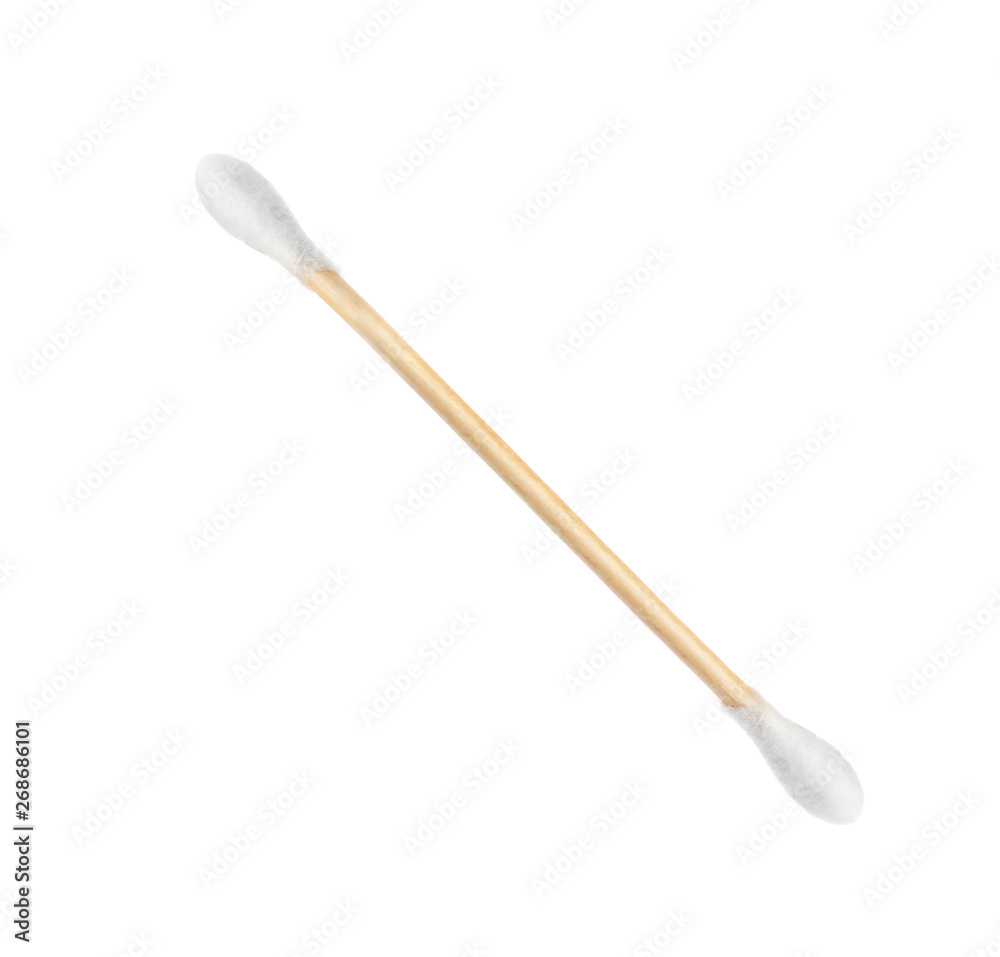 New clean cotton swab on white background New clean cotton swab on white background
