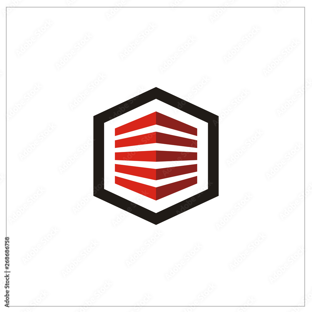 Abstract Apartment Building Logo with Hexagon Shape Abstract Apartment Building Logo with Hexagon Shape