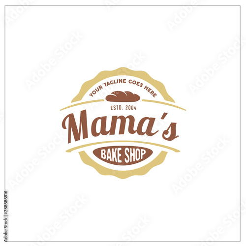 Croissant Baguette Bread for Vintage Retro patisserie pastry Bakery Bake Shop Label Sticker Logo design vector