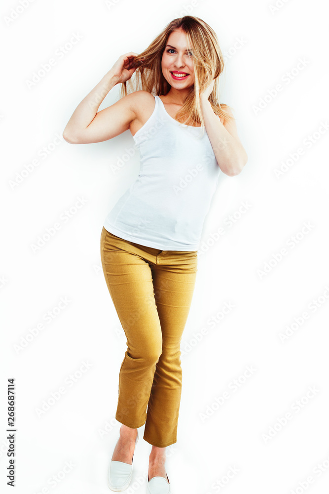 young pretty stylish hipster girl posing emotional isolated on white background happy smiling cool smile, lifestyle people concept close up young pretty stylish hipster girl posing emotional isolated on white background happy smiling cool smile, lifestyle people concept close up