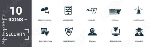 Security icons set collection. Includes simple elements such as Wifi Security, Data Protection, House Security, Criminal, Secure System, and Focus Group premium icons