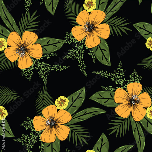 beautiful flower branches with leaf seamless pattern design 