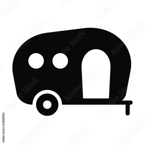 Camping trailer icon vector isolated