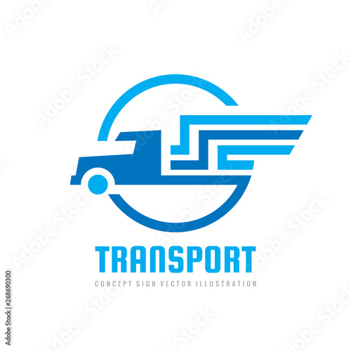 Transport logistic logo design. Car truck sign. Delivery cargo symbol. 