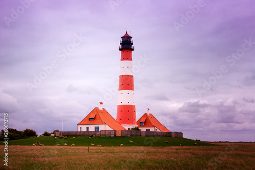 the lighthouse of westerhever at the northsea