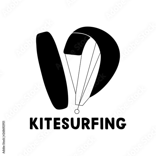 Kitesurfing hand written lettering logo.