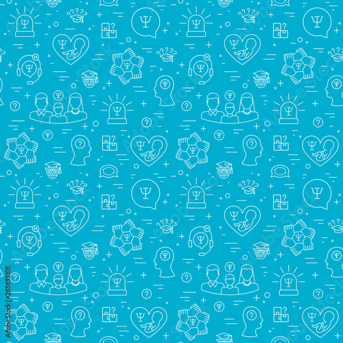 Psychology white seamless pattern. Flat design. Vector