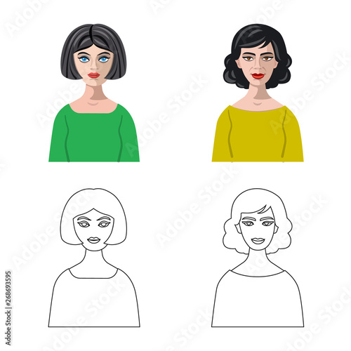 Vector illustration of hairstyle and profession  logo. Set of hairstyle and character  stock vector illustration.